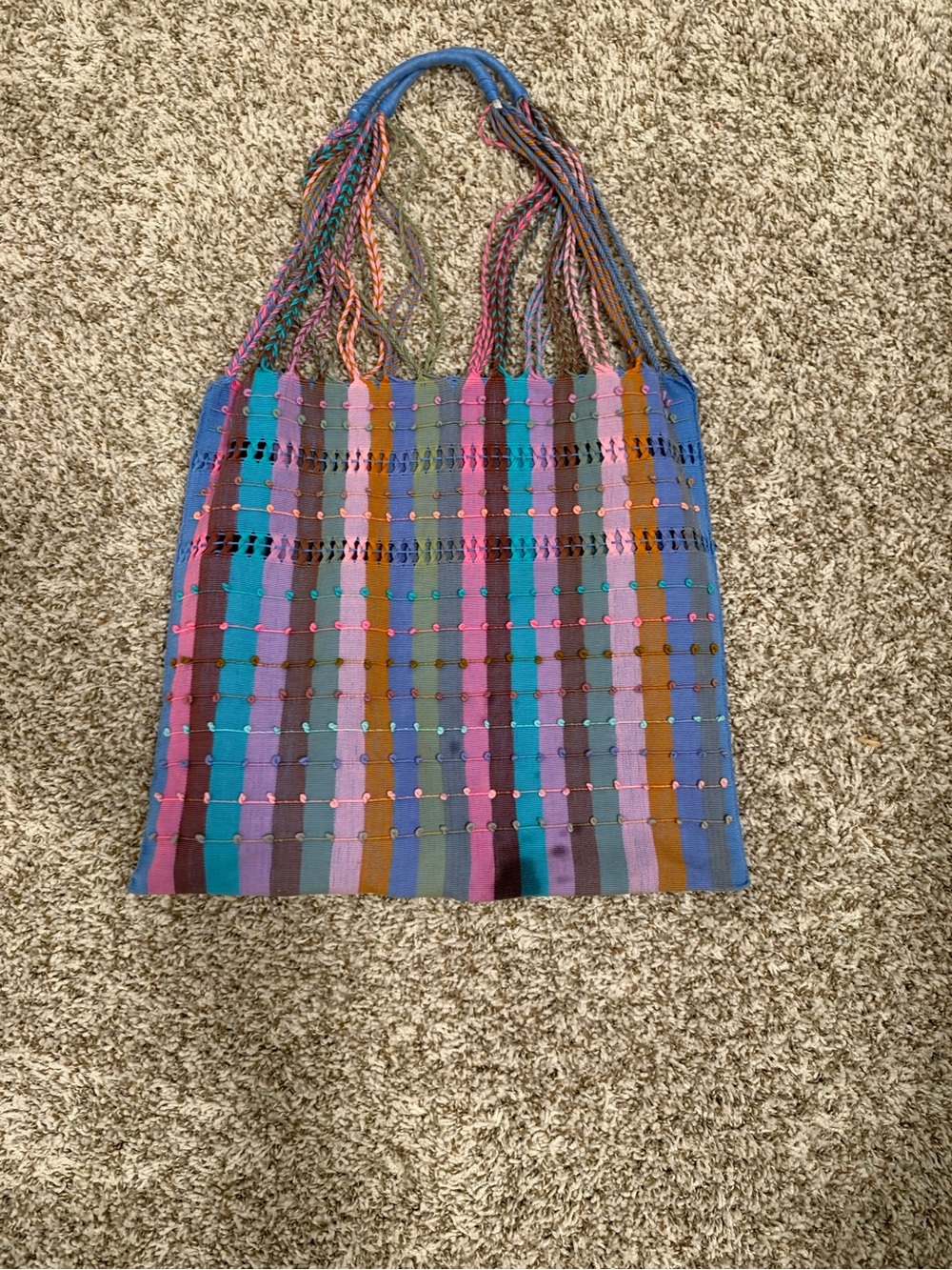 Multicolor Striped Handwoven Tote Bag